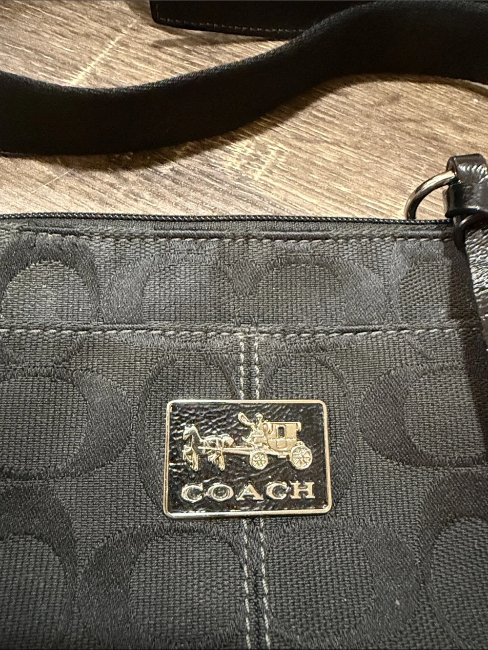 Coach Black Signature Classic Print Crossbody Purse
